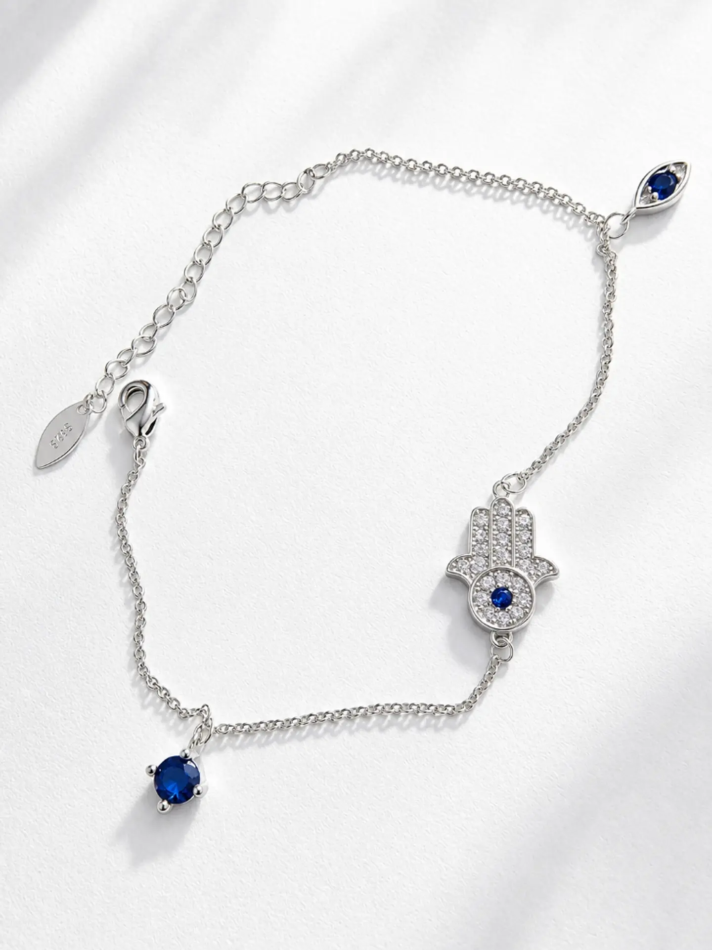 Pulsera plata Hamsa y Ojo Turco 1