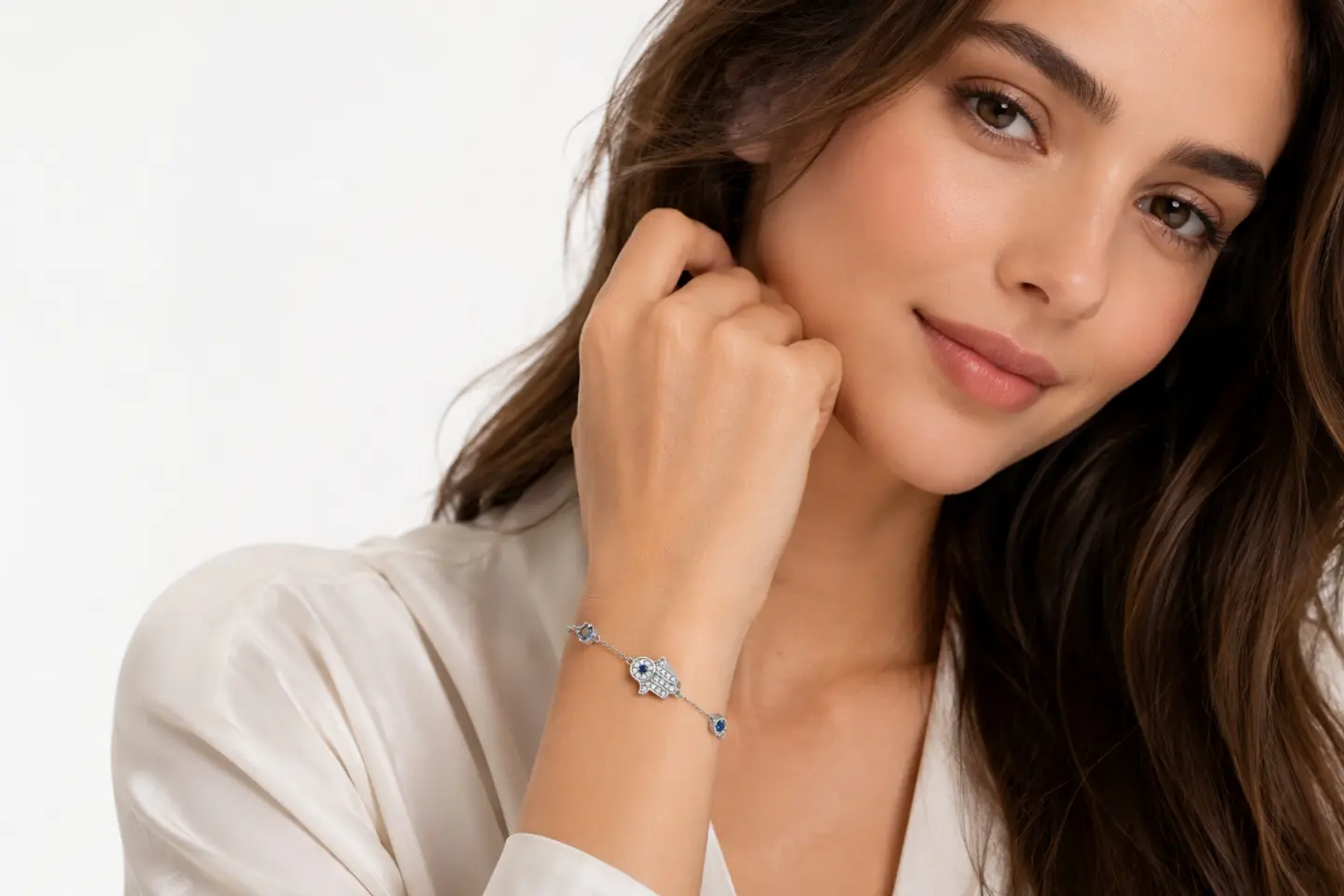 Pulsera plata Hamsa y Ojo Turco 2