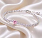 Brazalete tenis cristal corazón rosa - Miniatura 2