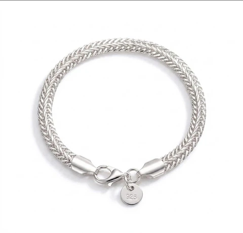 Pulsera plata 925 cadena espiga doble