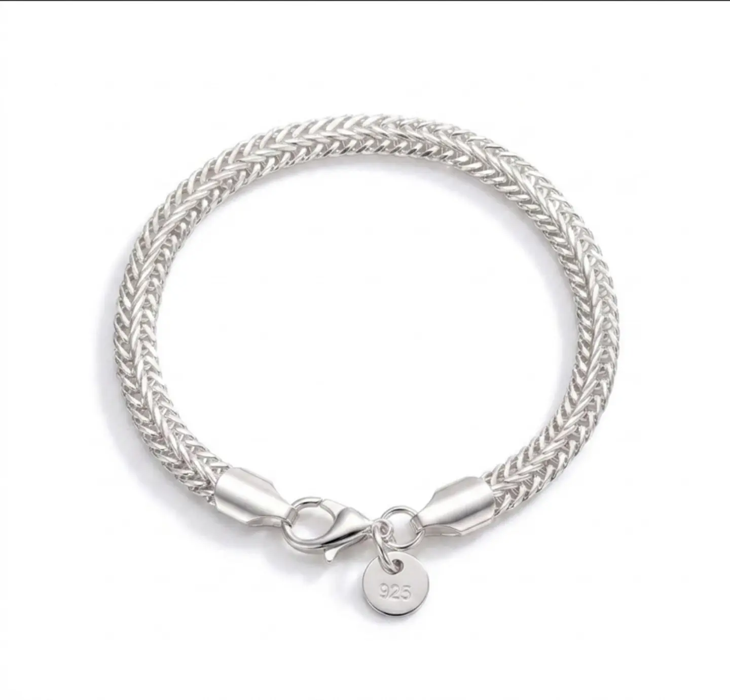 Pulsera plata 925 cadena espiga doble 1