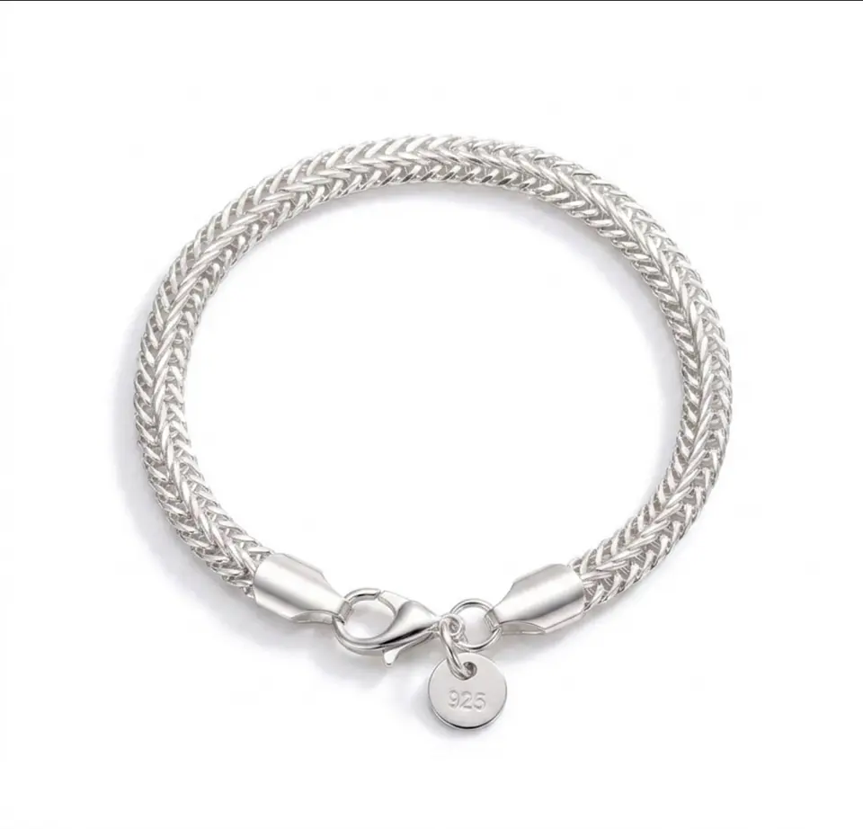 Pulsera plata 925 cadena espiga doble 1
