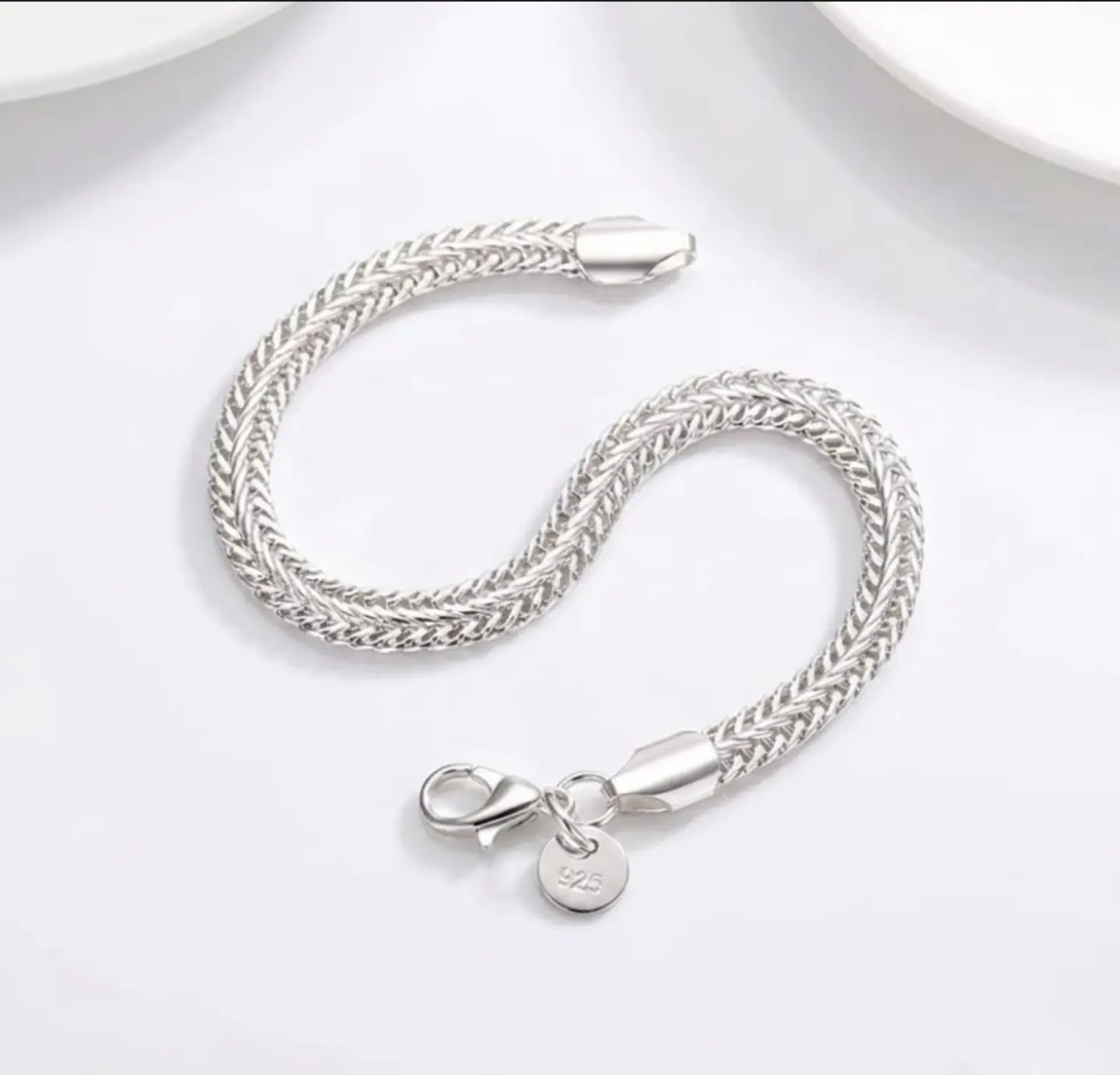 Pulsera plata 925 cadena espiga doble 4