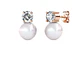 Aros perla blanca con circón oro rosa - Miniatura 4