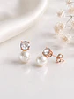 Aros perla blanca con circón oro rosa - Miniatura 3