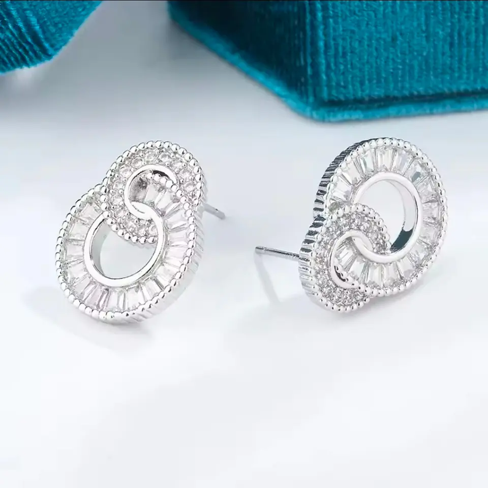 Aros plata 925 aros entrelazados con circones 3