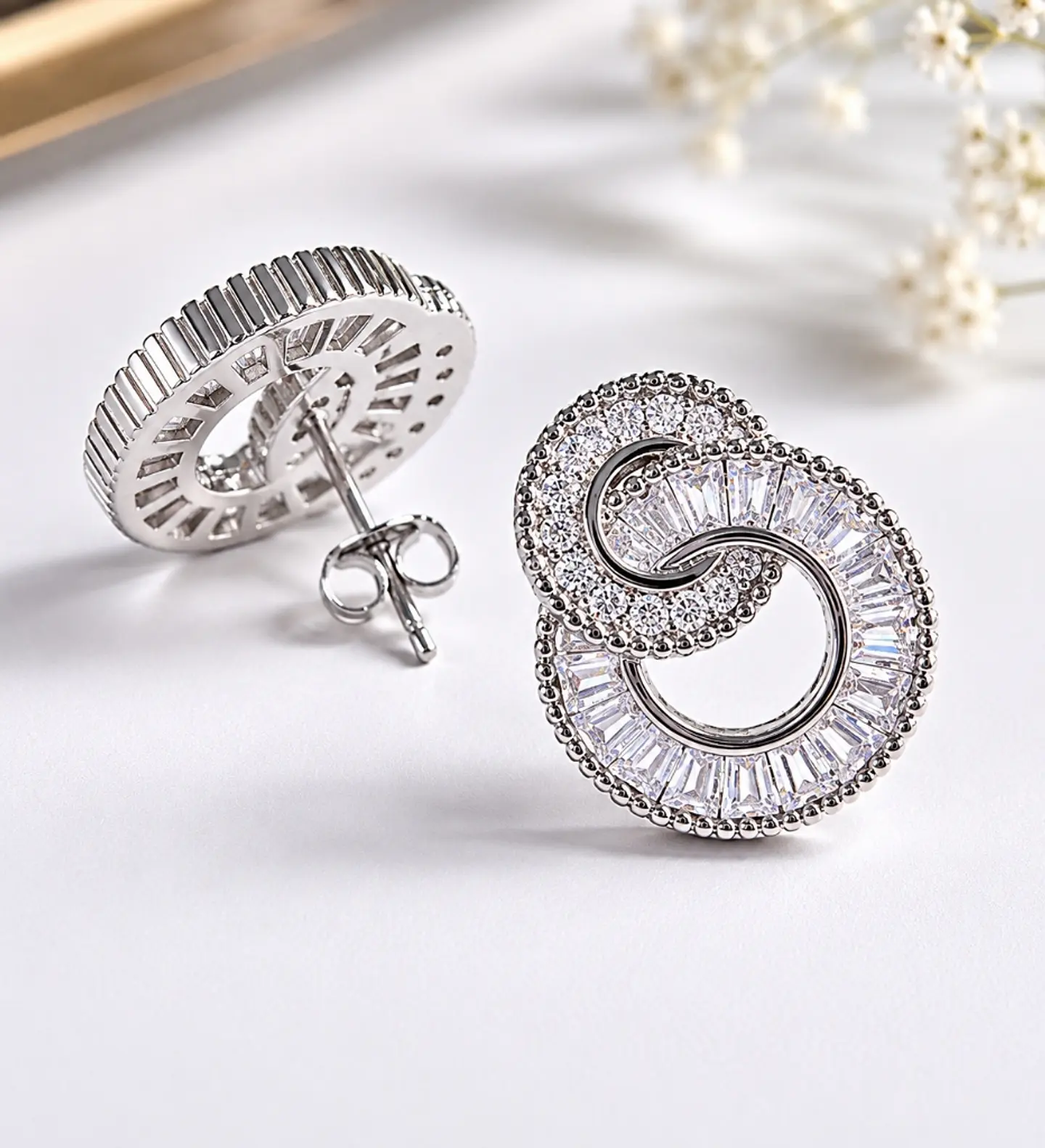 Aros plata 925 aros entrelazados con circones 4