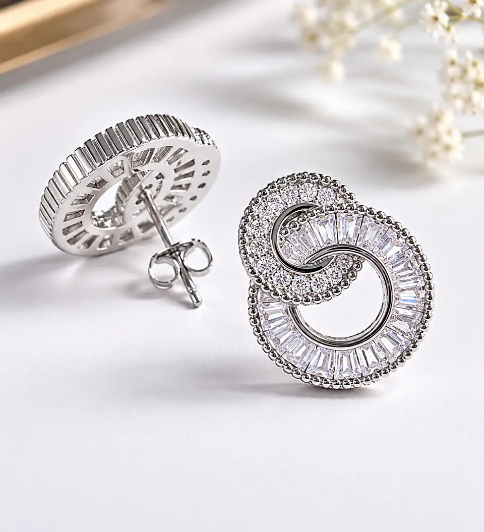 Aros plata 925 aros entrelazados con circones 4