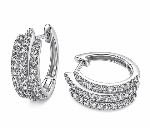 Argollas plata triple con circones