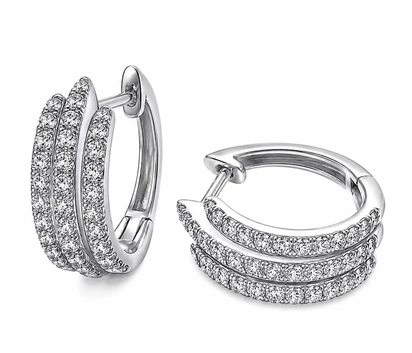 Argollas plata triple con circones 1