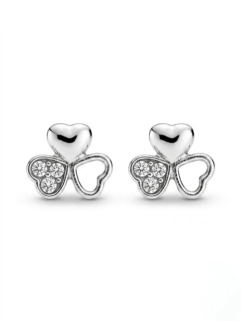 Aros plata 925 trébol y corazones