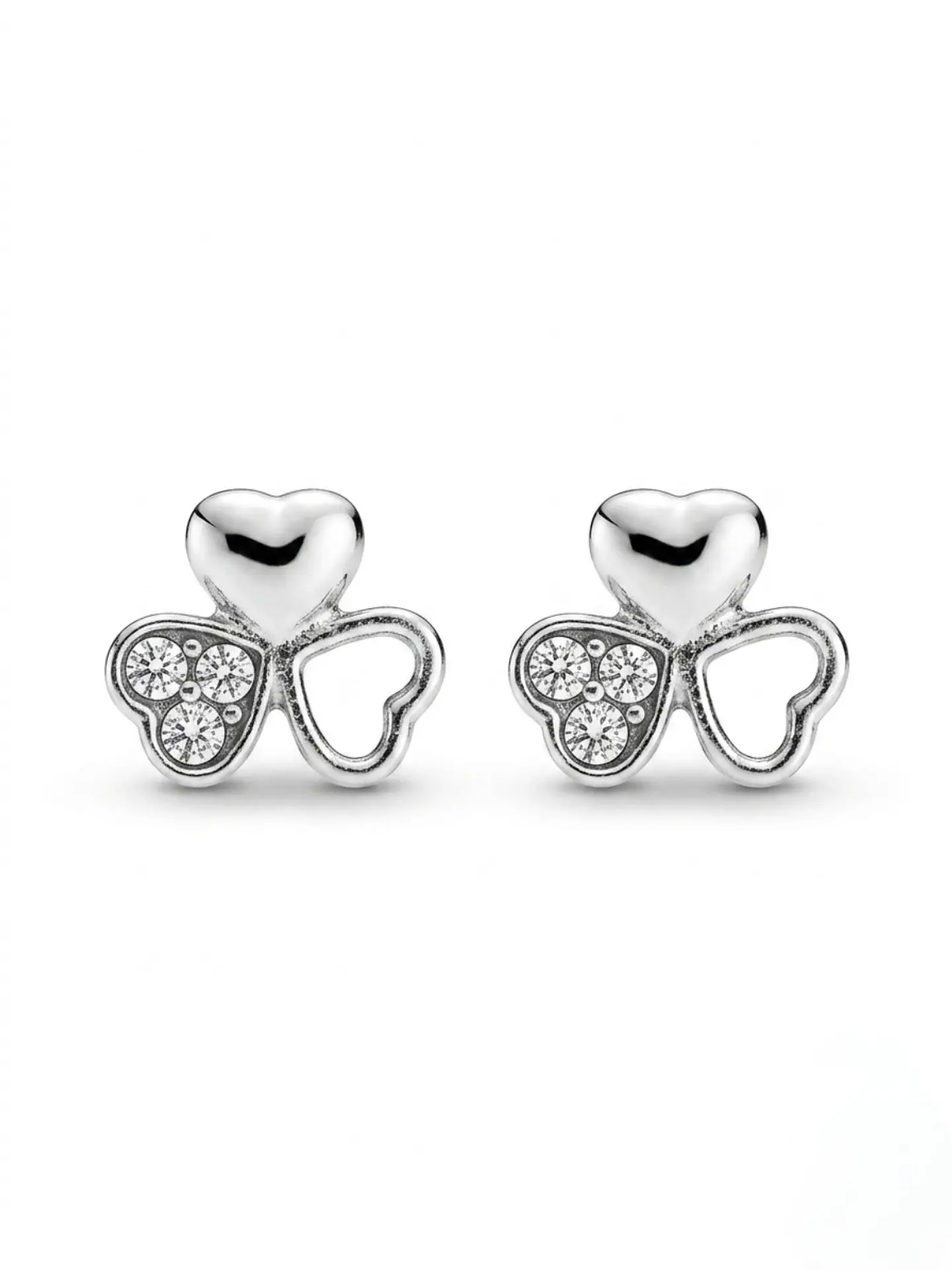 Aros plata 925 trébol y corazones 1