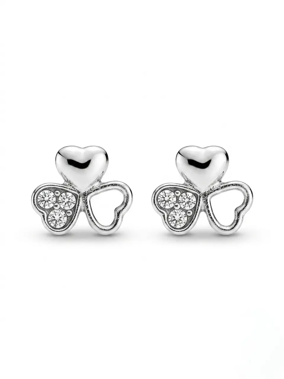 Aros plata 925 trébol y corazones 1