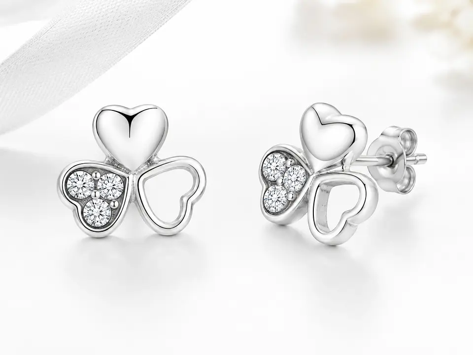 Aros plata 925 trébol y corazones 3