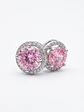 Aros broquel gema rosa con halo de circonitas - Miniatura 3