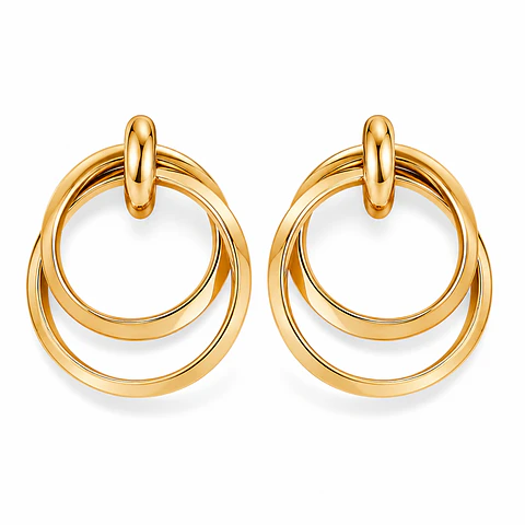 Aros dorados arracadas dobles con volumen