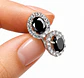 Aros piedra negra ovalada con halo de circonias - Miniatura 2