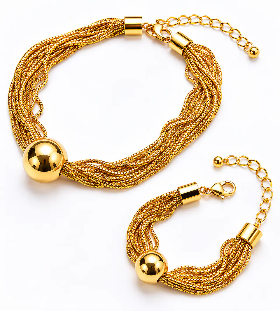 Conjunto dorado malla densa esferas 1