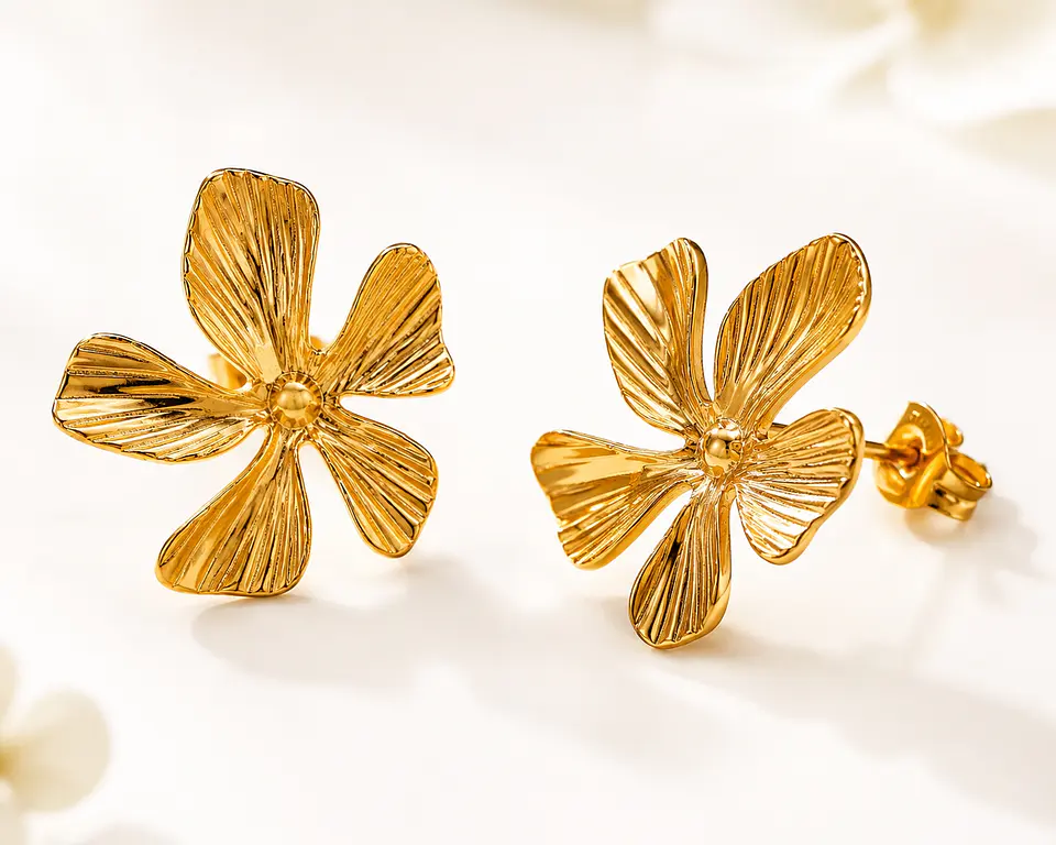 Conjunto dorado flor orgánica 3