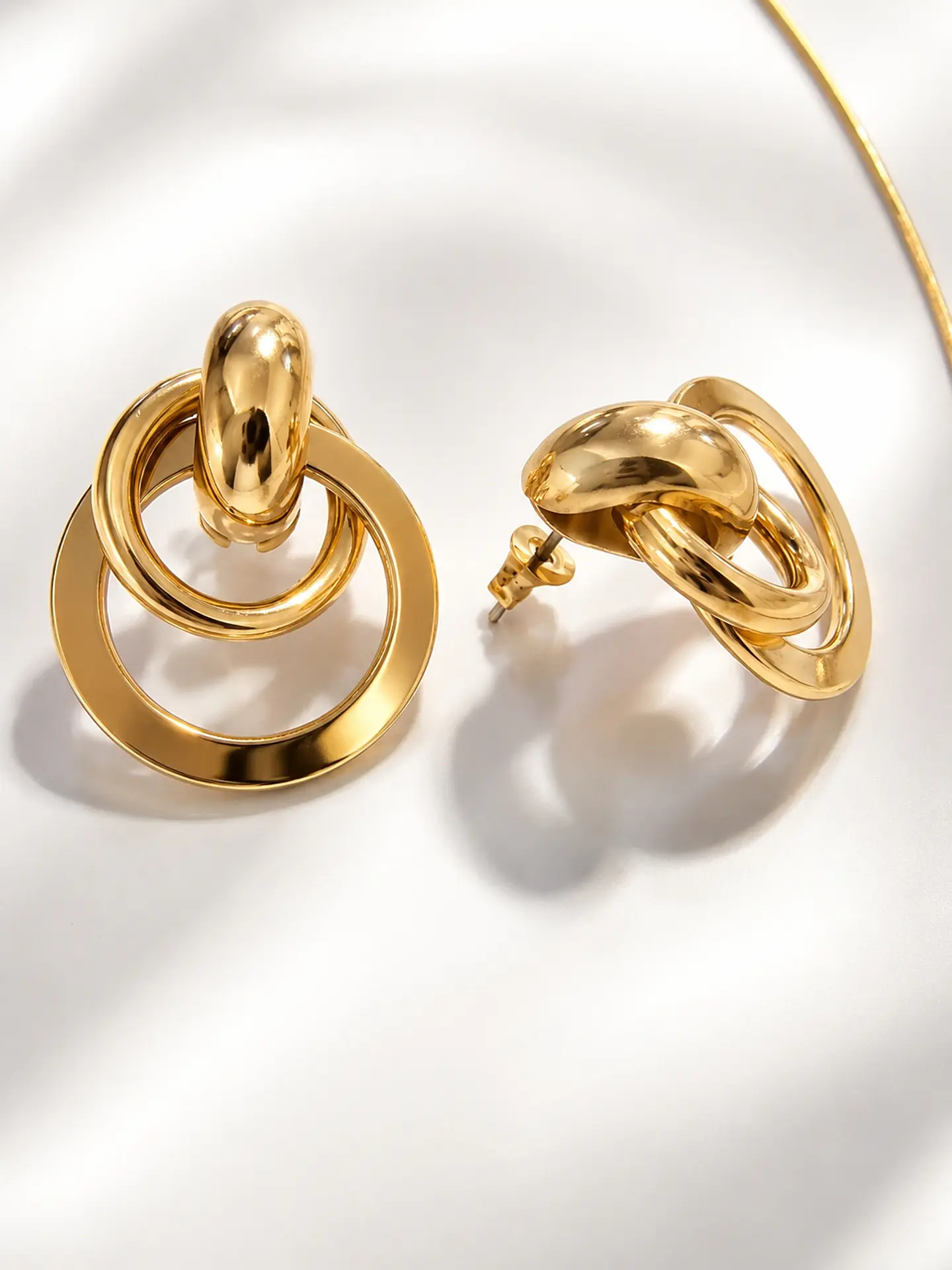 Conjunto dorado argollas concéntricas 2