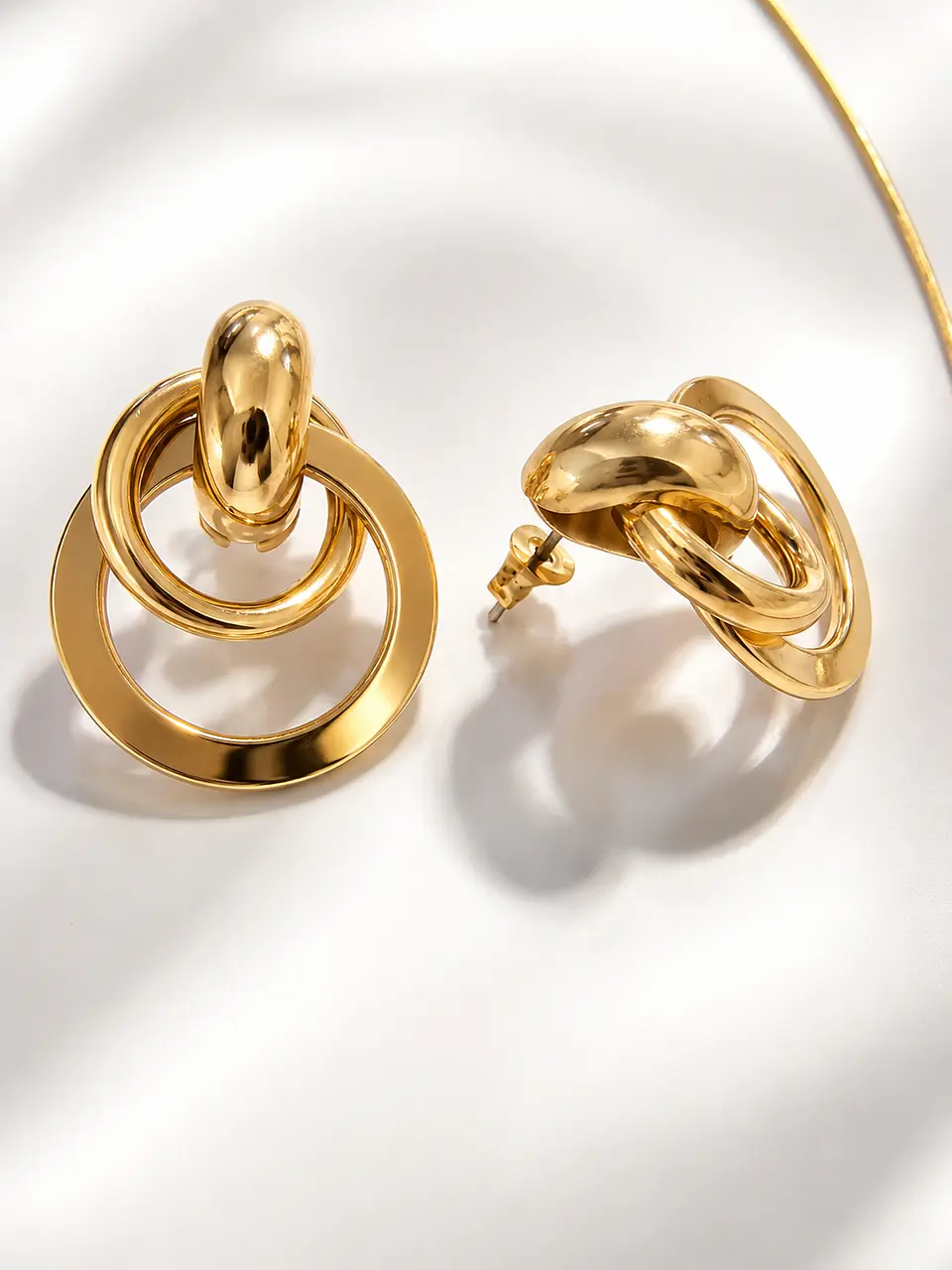 Conjunto dorado argollas concéntricas 2