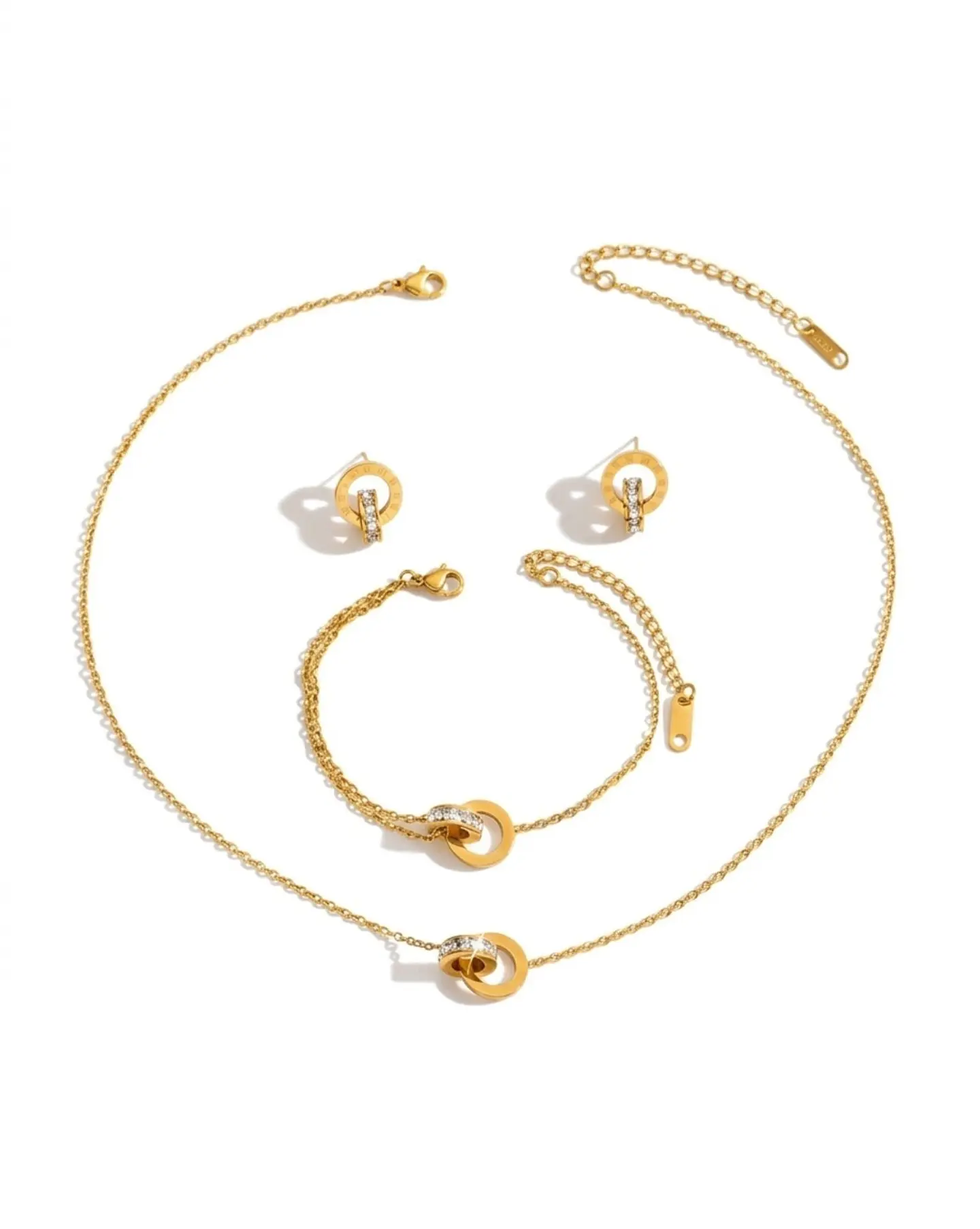 Conjunto círculos entrelazados con perlas 5