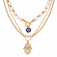 Conjunto dorado perlas y dije Hamsa - Miniatura 4