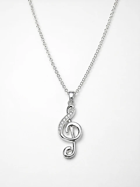 Collar plata clave de sol con circones