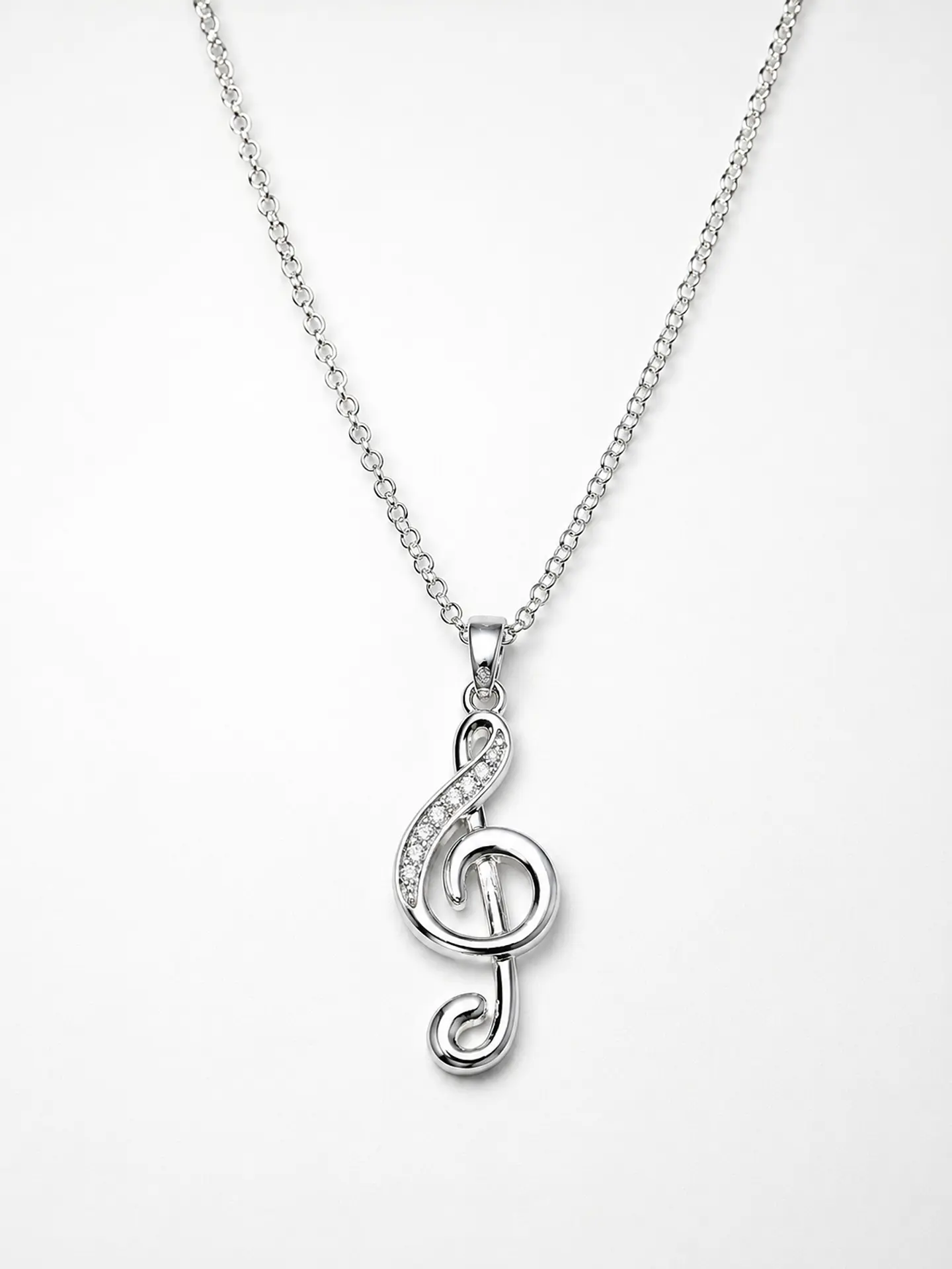 Collar plata clave de sol con circones 1