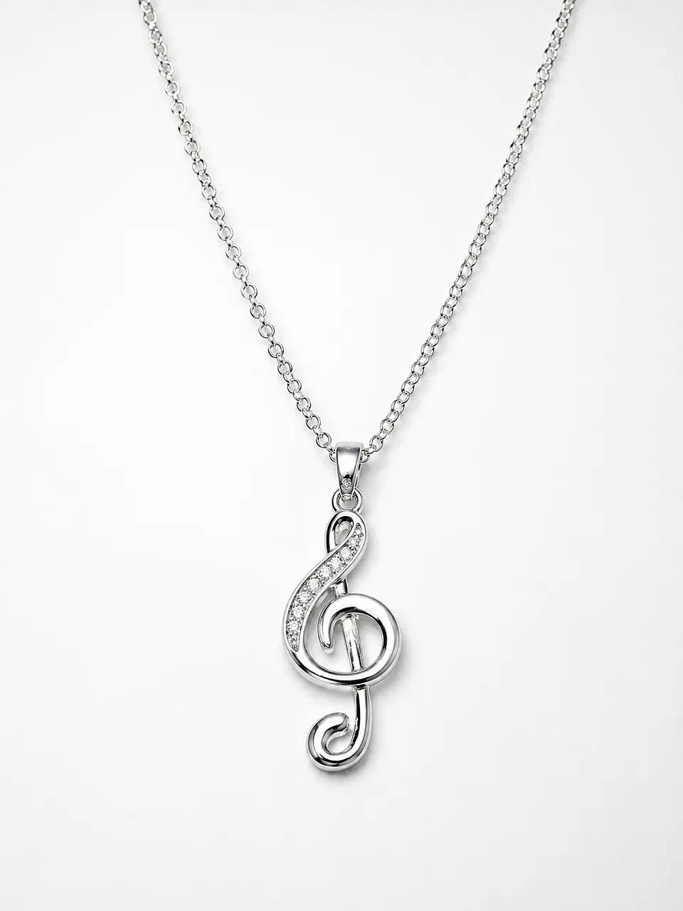 Collar plata clave de sol con circones 1