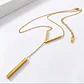 Collar dorado colgante en V con barra - Miniatura 4
