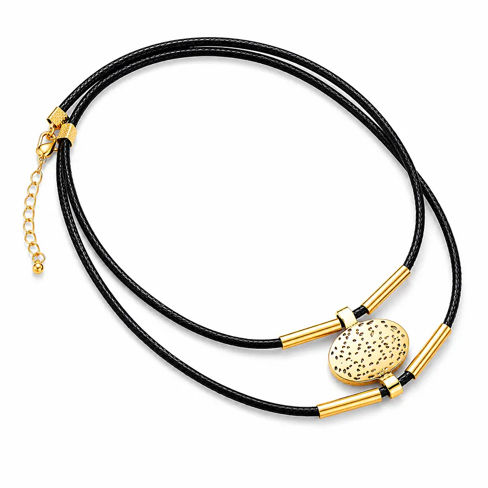 Conjunto cordón negro con dije calado 3