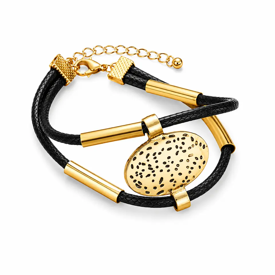 Conjunto cordón negro con dije calado 4