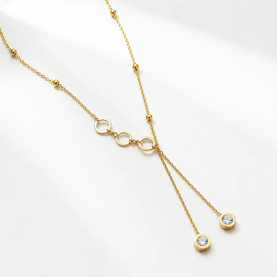 Collar dorado eslabones con esferas 3