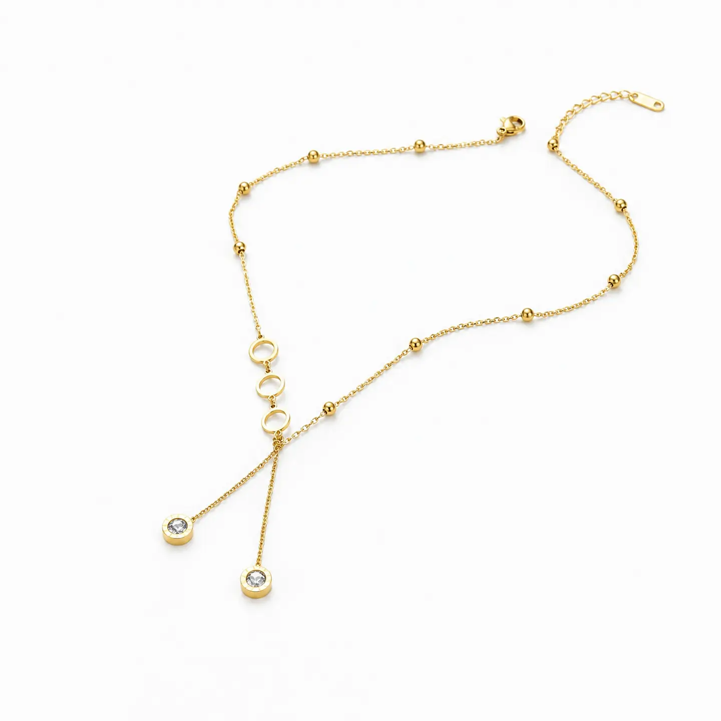 Collar dorado eslabones con esferas 1