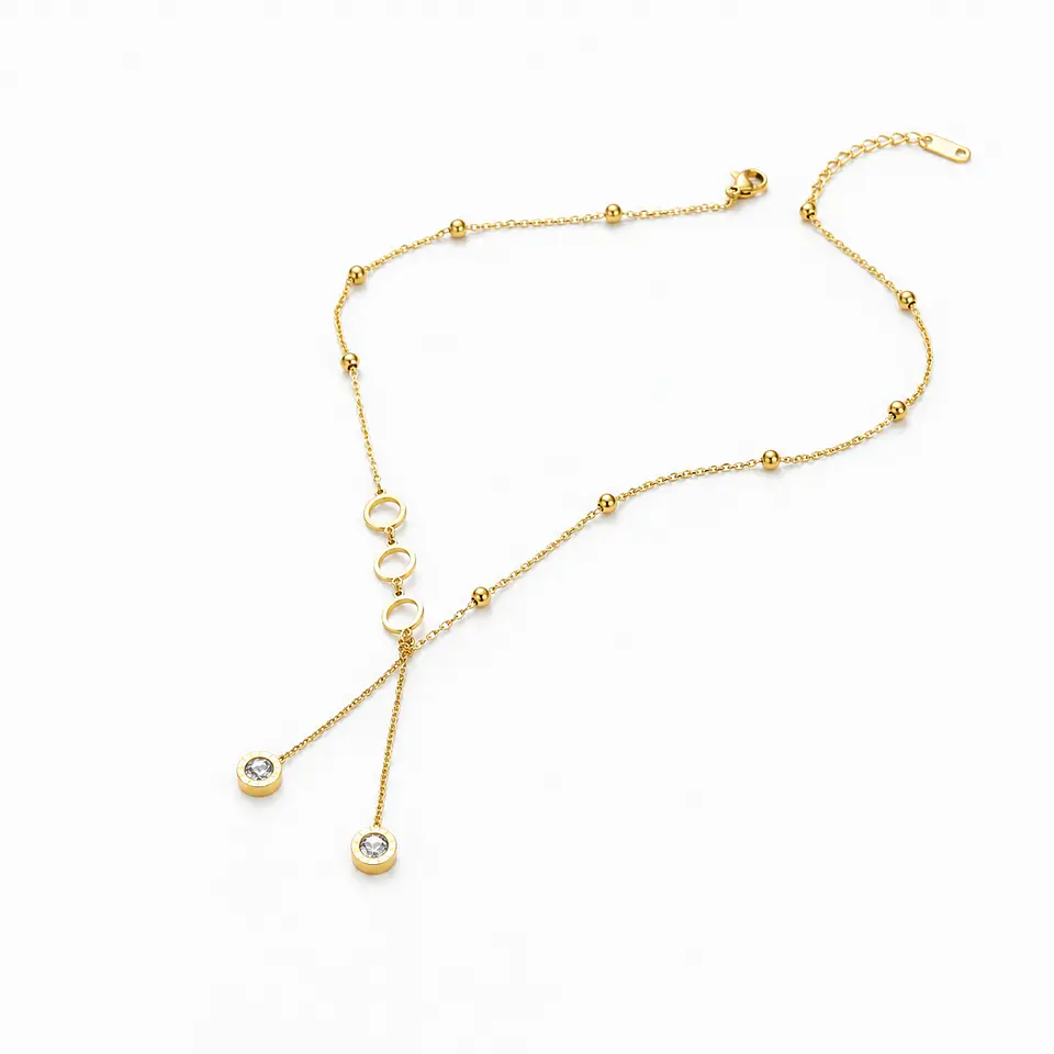 Collar dorado eslabones con esferas 1