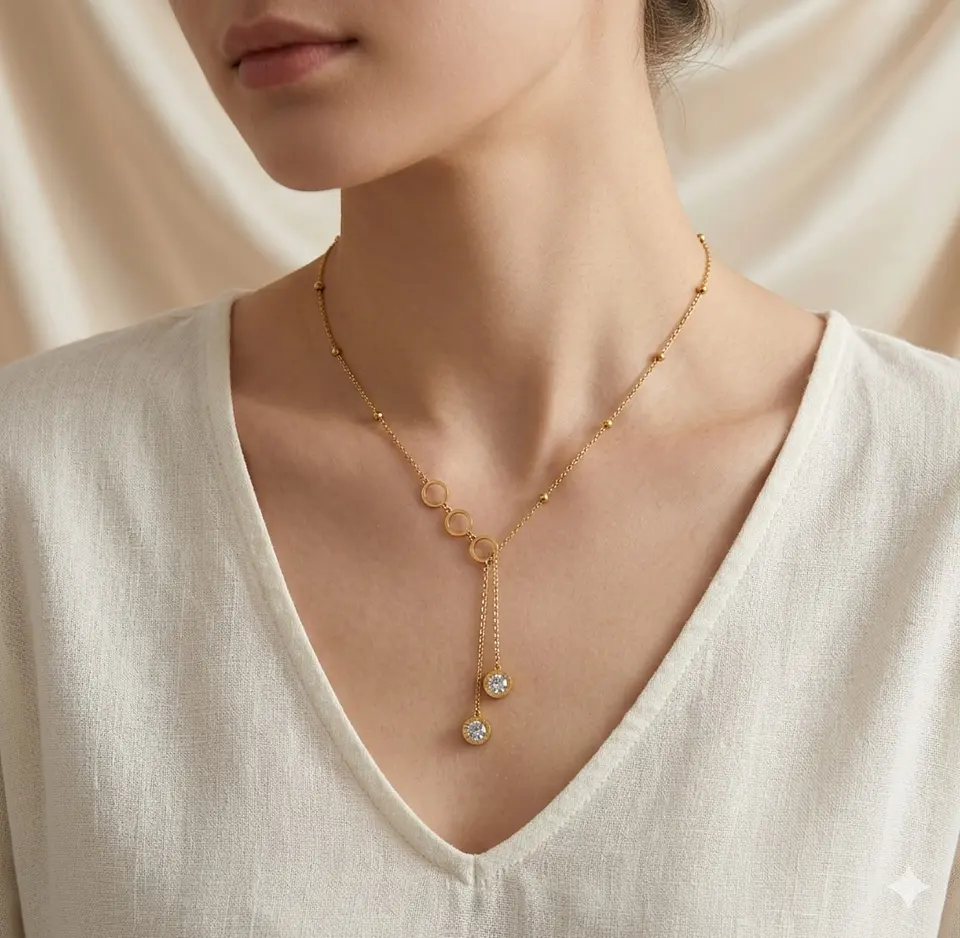 Collar dorado eslabones con esferas 4