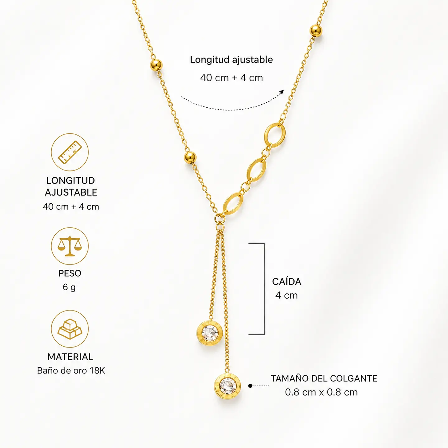 Collar dorado eslabones con esferas 5