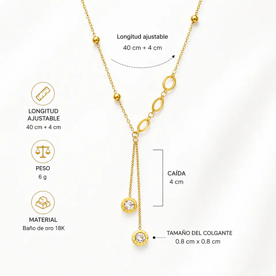 Collar dorado eslabones con esferas 5