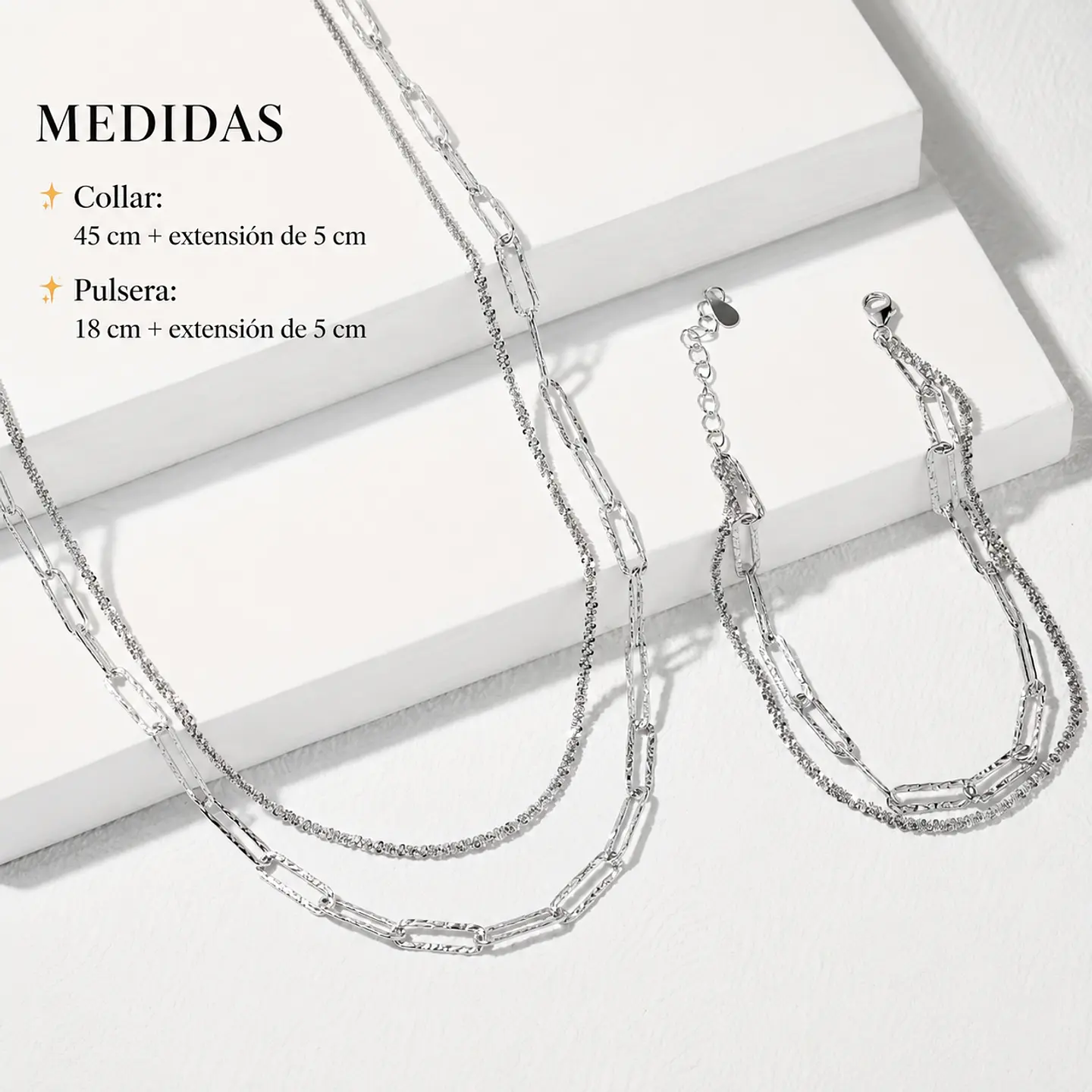 Conjunto plata cadena delicada doble tono 3