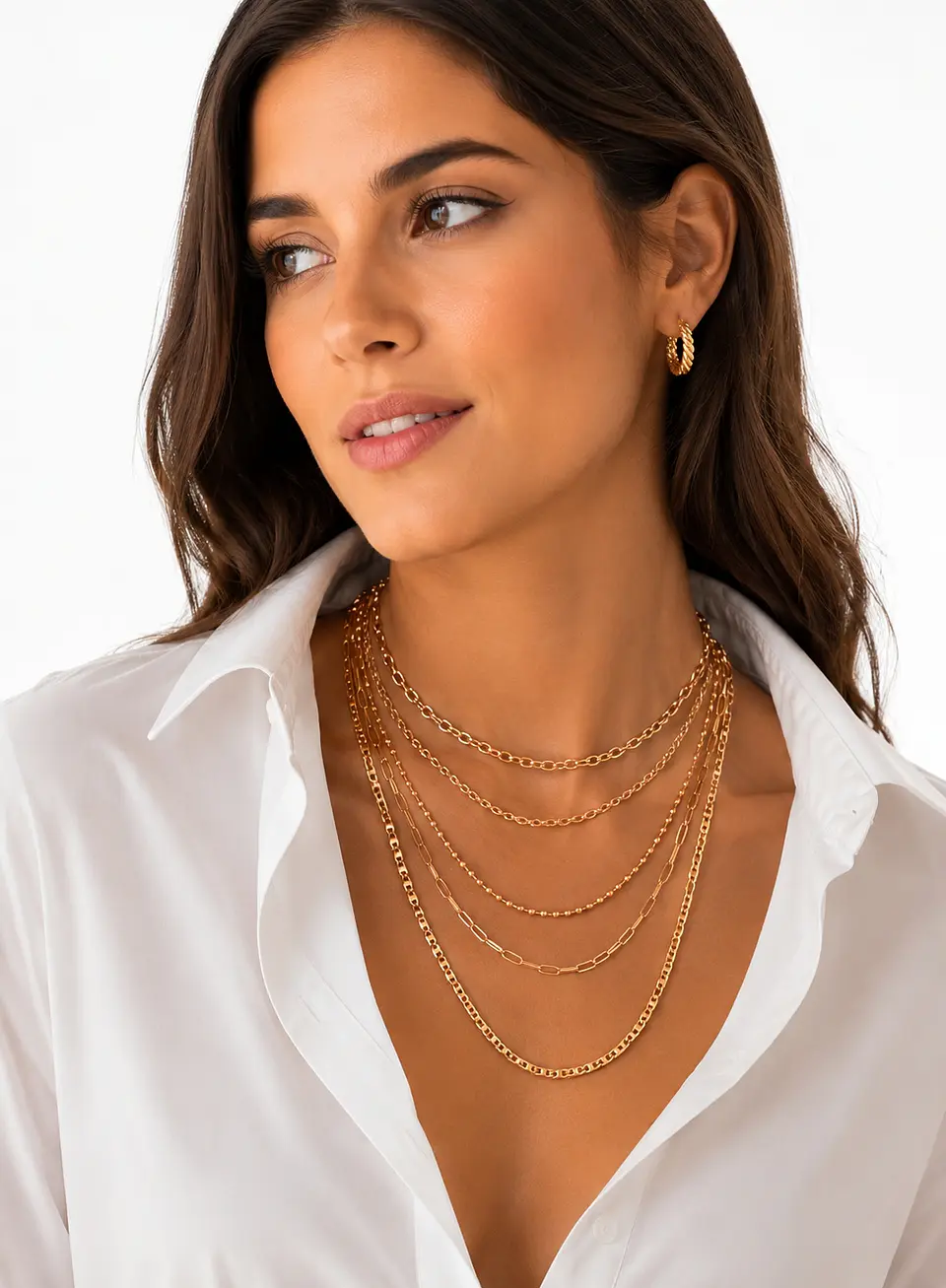 Conjunto dorado mezcla de cadenas multicapa 2