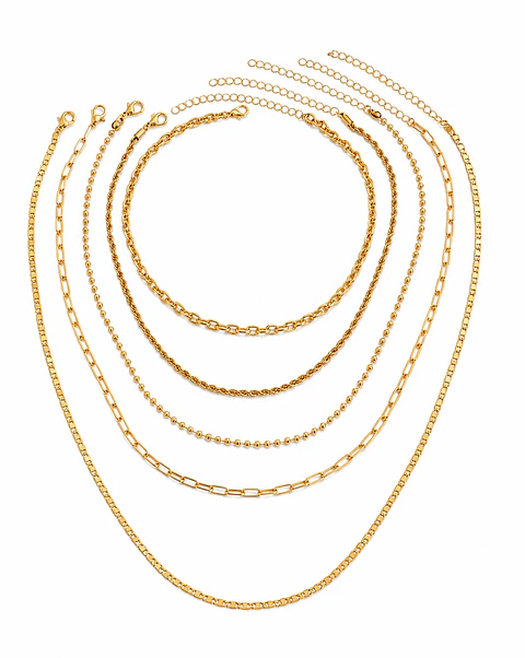 Conjunto dorado mezcla de cadenas multicapa