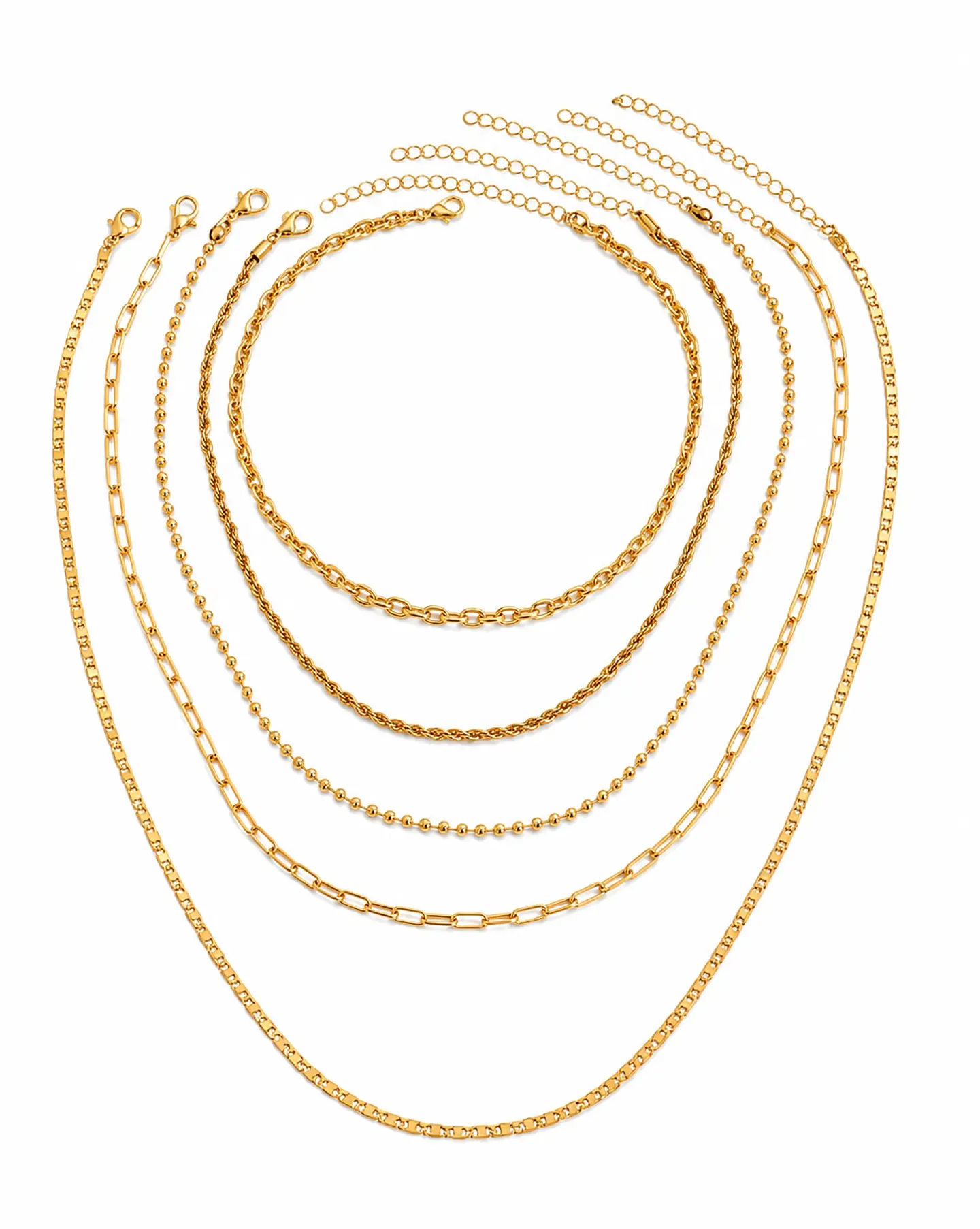 Conjunto dorado mezcla de cadenas multicapa 1