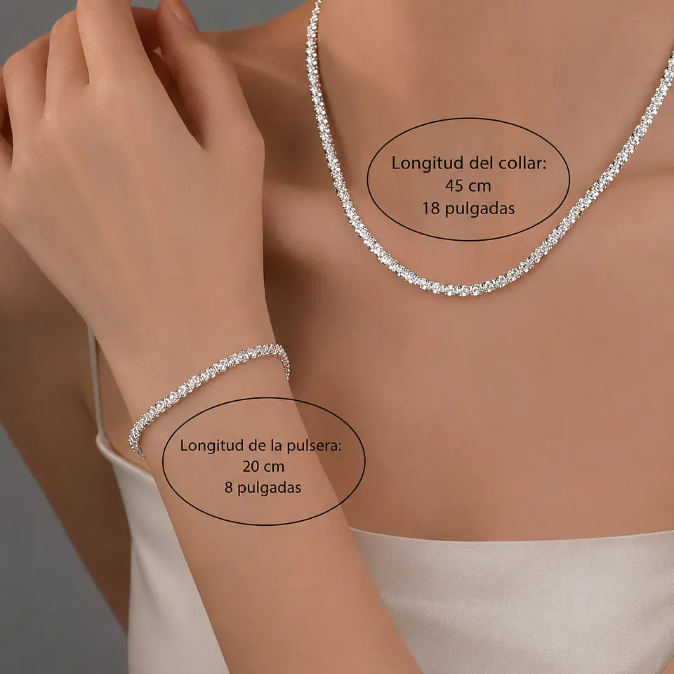 Conjunto plata tenis collar y pulsera 4
