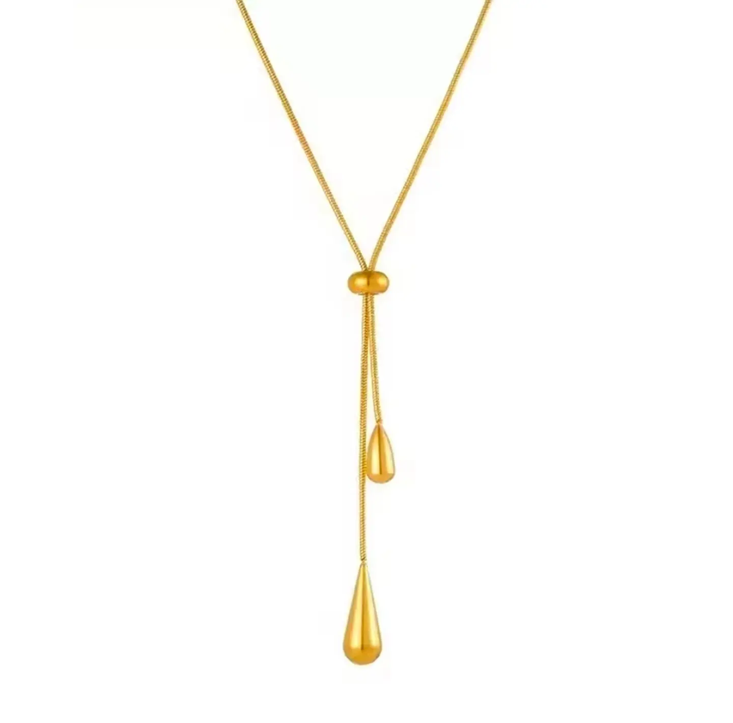 Collar lazo dorado con dijes de gota 1