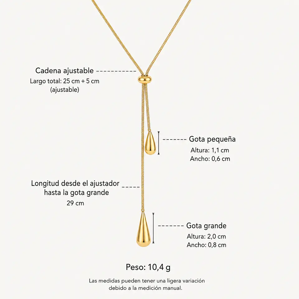 Collar lazo dorado con dijes de gota 4