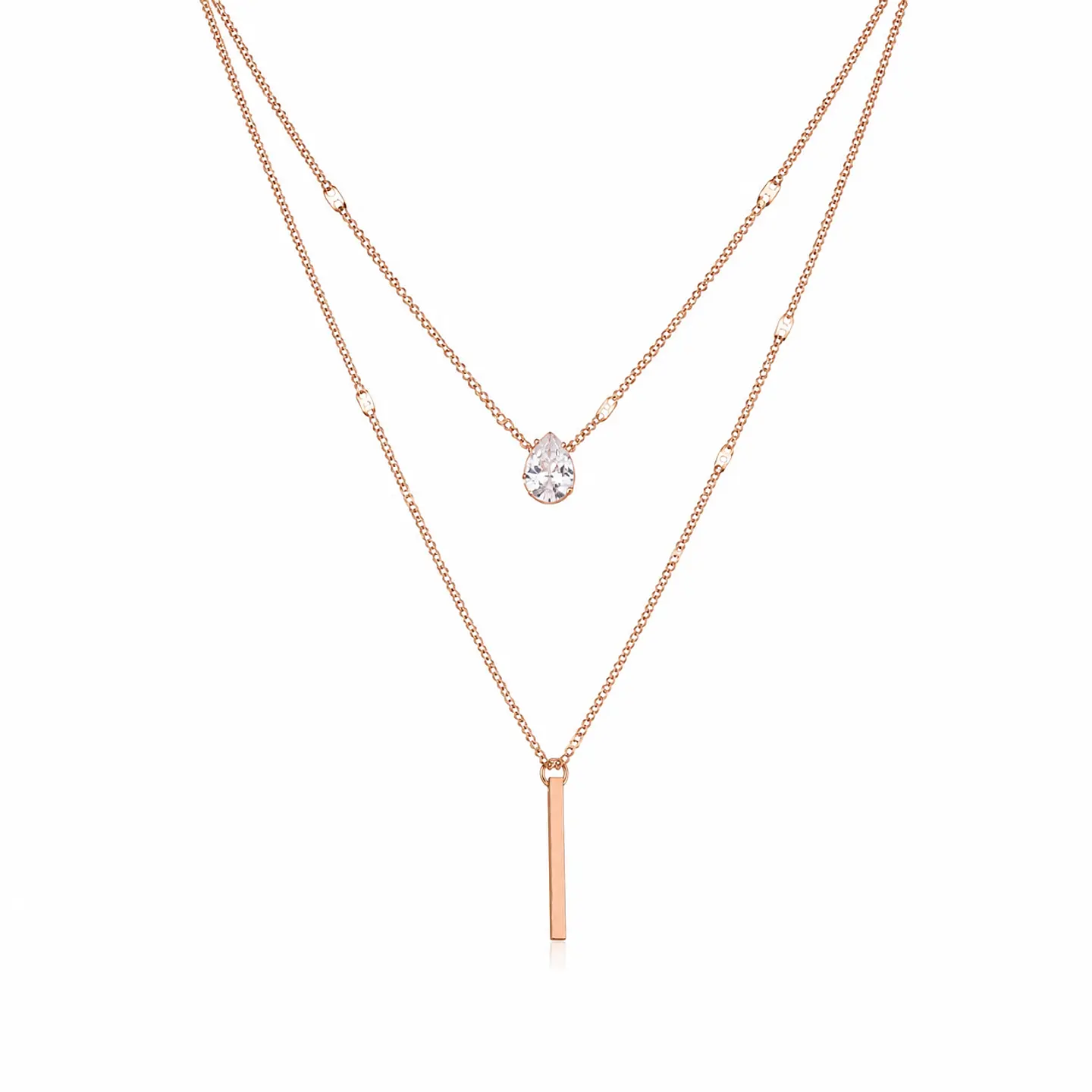 Conjunto dorado doble nivel con gota de circón 6