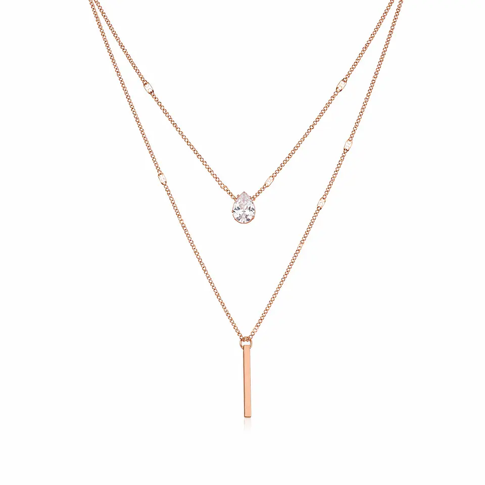Conjunto dorado doble nivel con gota de circón 6