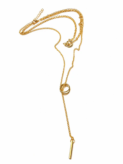 Conjunto dorado lariat con argollas