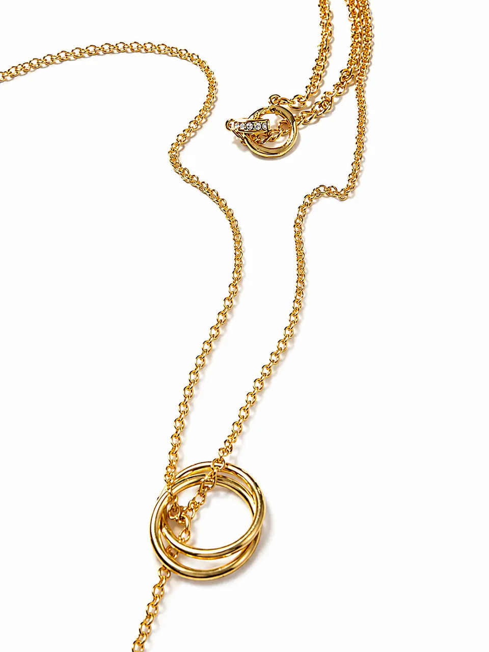 Conjunto dorado lariat con argollas 3